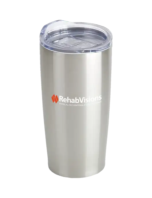 Society Silver 20 oz Insulated Tumbler w/RehabVisions Logo