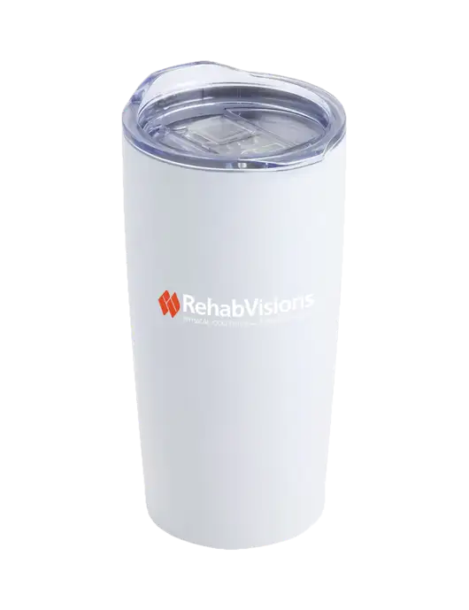 Society White 20 oz Insulated Tumbler w/RehabVisions Logo