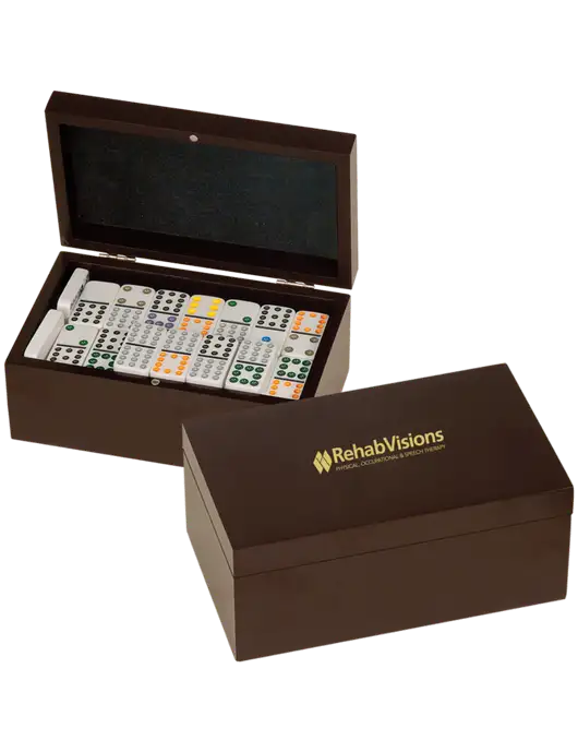Rosewood Double Twelves 91 Piece Dominos Set w/RehabVisions Logo