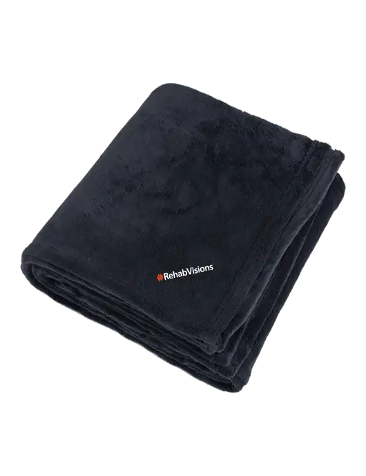 Oversized Deep Black Ultra Plush Blanket w/RehabVisions Logo