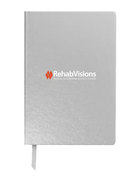 Achieve Silver Hardcover Journal, 5.5 x 8.37 w/RehabVisions Logo