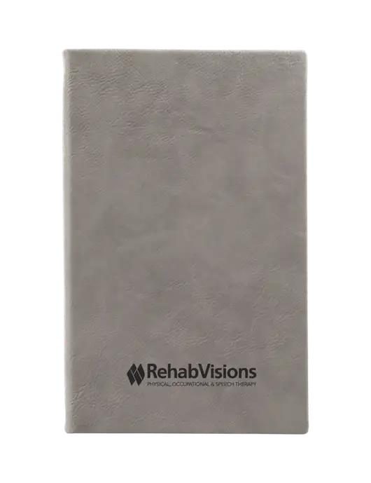 Grey Leatherette 5.25 x 8.25 Journal w/RehabVisions Logo