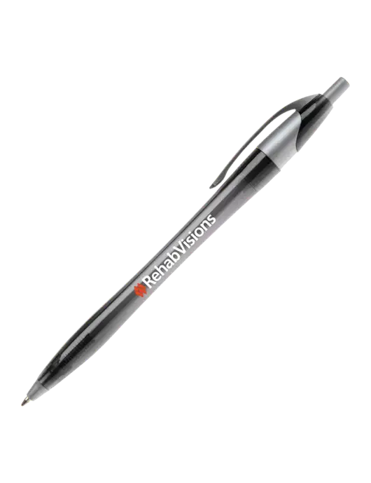Novella Translucent Black/Silver Jewel Pen - Blue Ink w/RehabVisions Logo