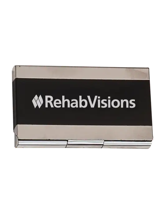 Black 3.75 x 2.5 Business Card Holder w/RehabVisions Logo