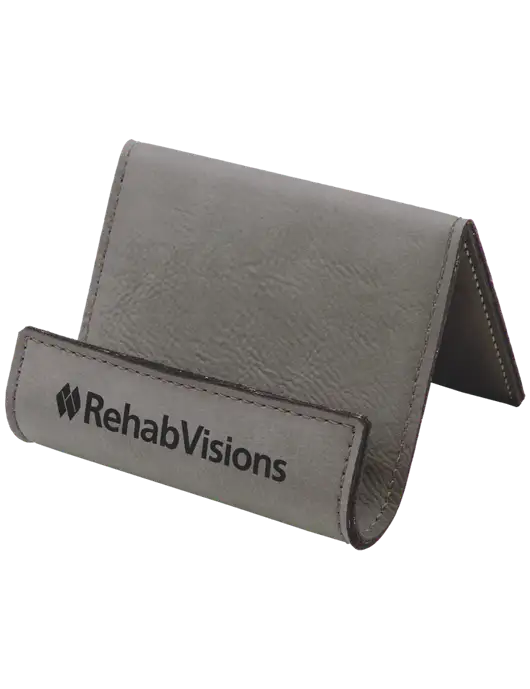 Grey Leatherette Card & Phone Holder w/RehabVisions Logo