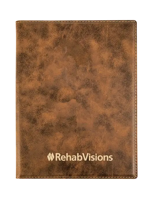Rustic Leatherette 7 x 9 Portfolio with Notepad w/RehabVisions Logo