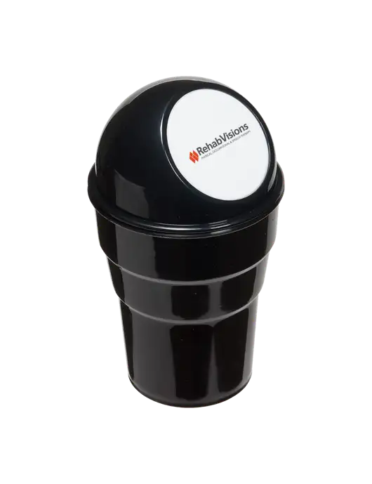 Black Car Cup Holder Trash Can w/RehabVisions Logo