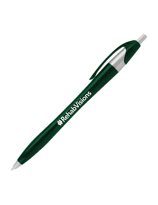 Novella Dark Green/Silver Corporate Pen - Blue Ink w/RehabVisions Logo
