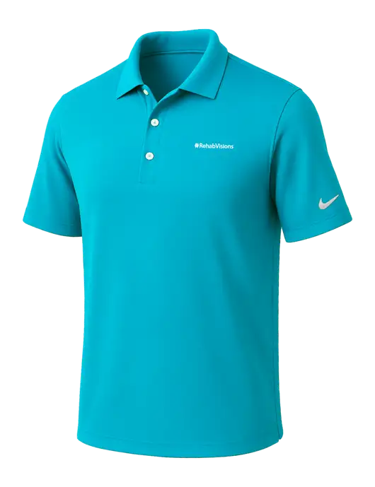 NIKE Sapphire Blue Dri-Fit Micro Pique Polo w/RehabVisions Logo