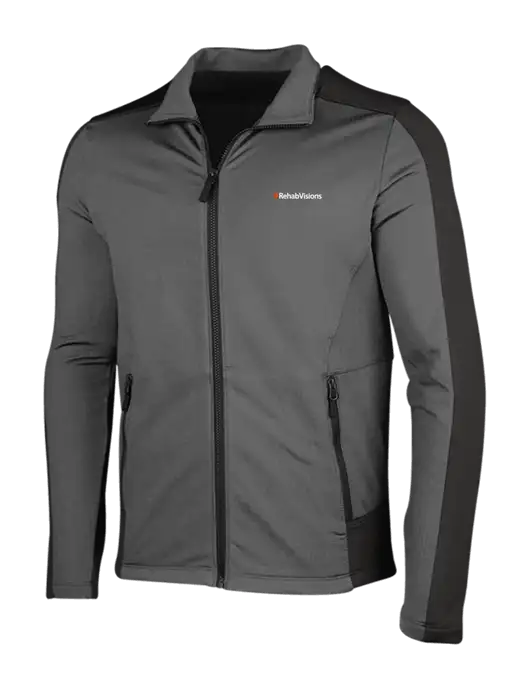 Medium Grey Heather Grid Fleece Jacket w/RehabVisions Logo
