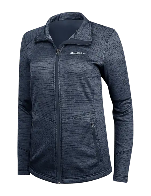 Navy Womens Digi Stripe Fleece Jacket w/RehabVisions Logo
