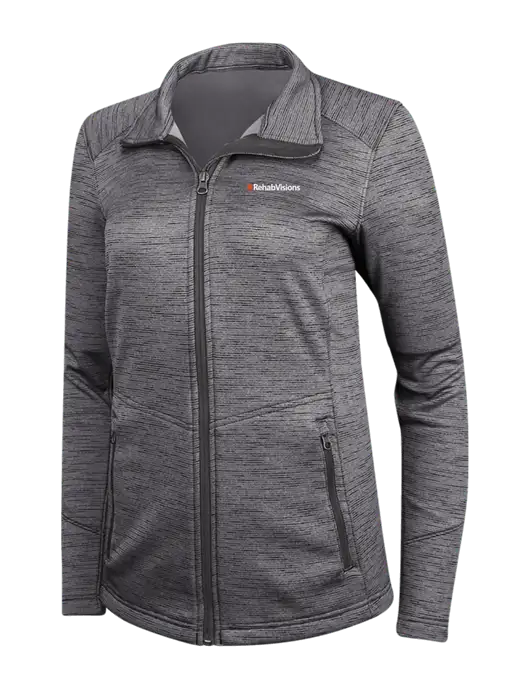 Womens Dark Grey Digi Stripe Fleece Jacket w/RehabVisions Logo