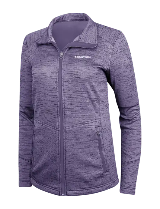 Purple Womens Digi Stripe Fleece Jacket w/RehabVisions Logo