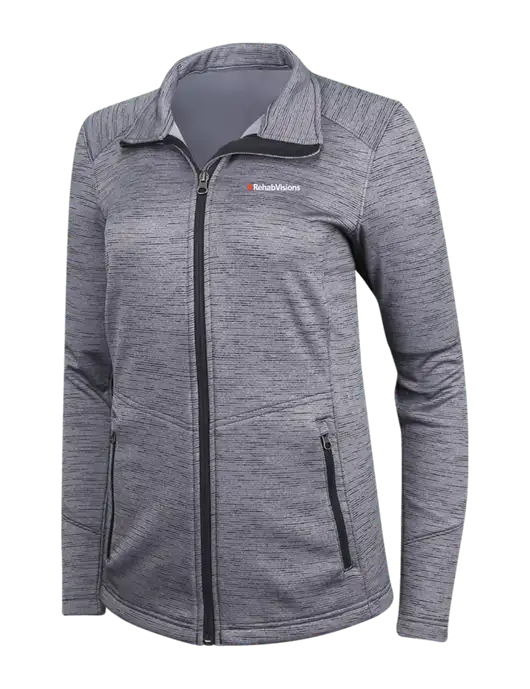 Medium Grey Womens Digi Stripe Fleece Jacket w/RehabVisions Logo