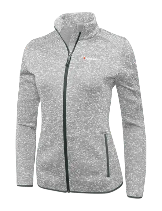Grey Heather Womens Sweater Fleece Jacket w/RehabVisions Logo