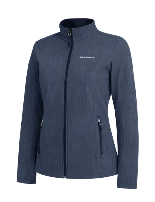 Navy Heather Womens Core Soft Shell Jacket w/RehabVisions Logo
