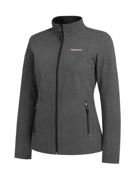 Medium Grey Heather Womens Core Soft Shell Jacket w/RehabVisions Logo