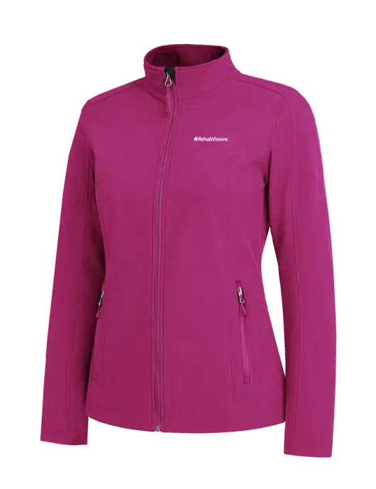 Dark Fuchsia Womens Core Soft Shell Jacket w/RehabVisions Logo