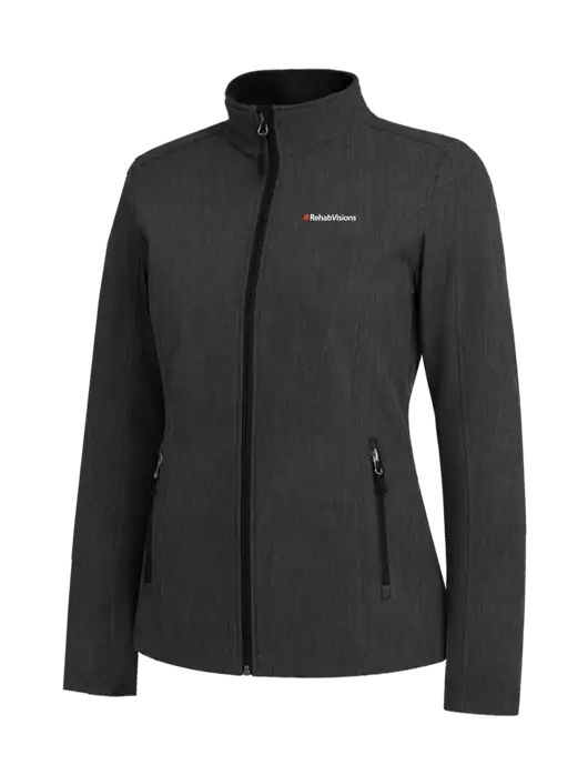 Black Charcoal Heather Womens Core Soft Shell Jacket w/RehabVisions Logo