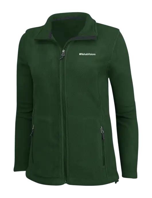 Womens Fleece Dark Green Jacket w/RehabVisions Logo