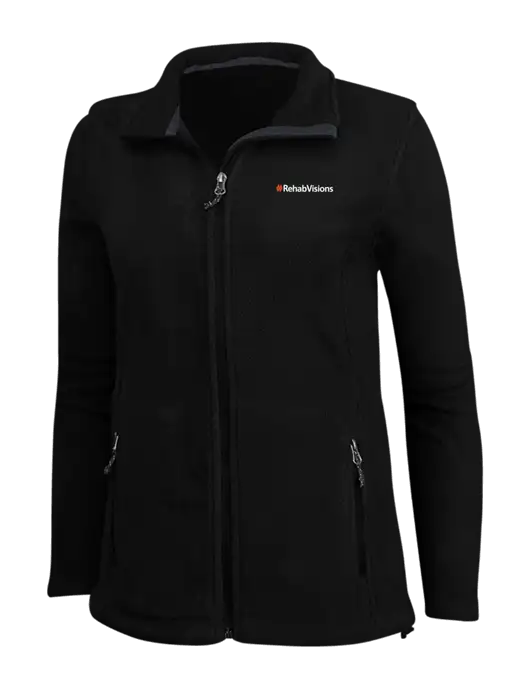 Womens Black Fleece Jacket w/RehabVisions Logo