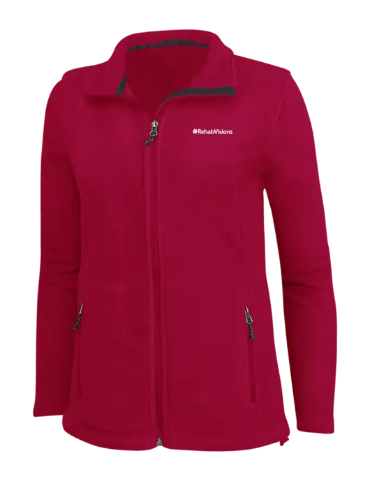 Womens Red Fleece Jacket w/RehabVisions Logo