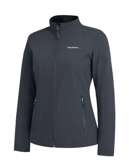 Charcoal Grey Womens Core Soft Shell Jacket w/RehabVisions Logo