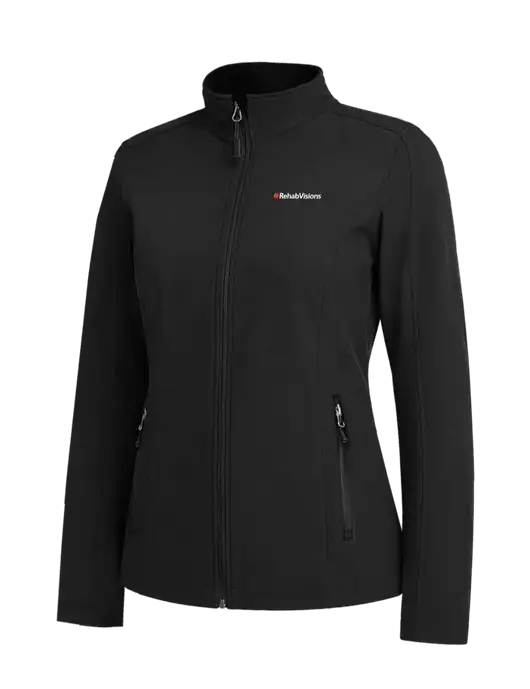 Black Womens Core Soft Shell Jacket w/RehabVisions Logo