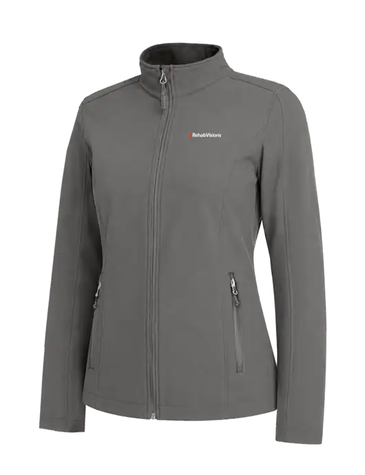 Medium Grey Womens Core Soft Shell Jacket w/RehabVisions Logo