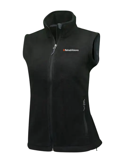 Womens Black Fleece Vest w/RehabVisions Logo