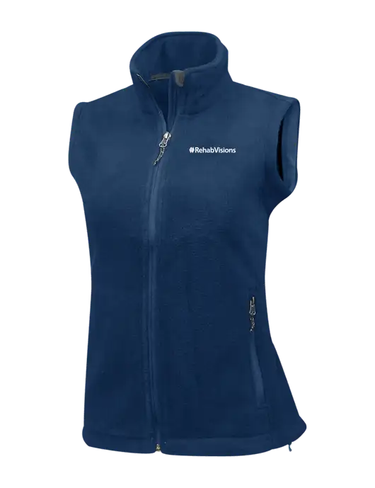 Navy Womens Fleece Vest w/RehabVisions Logo