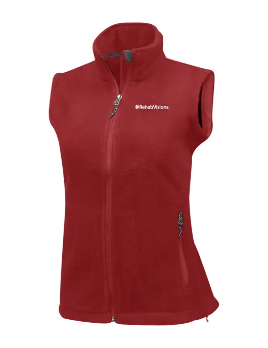 Red Womens Fleece Vest w/RehabVisions Logo