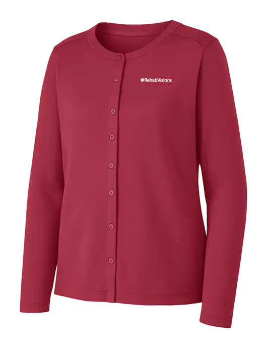 Rich Red Womens Concept Stretch Button-Front Cardigan Sweater w/RehabVisions Logo