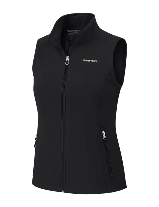 Black Womens Core Soft Shell Vest w/RehabVisions Logo