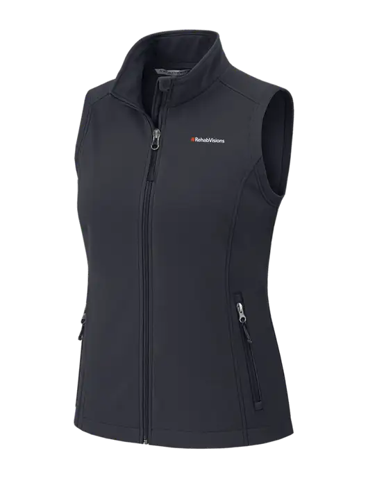 Charcoal Grey Womens Core Soft Shell Vest w/RehabVisions Logo