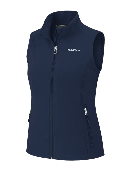 Navy Womens Core Soft Shell Vest w/RehabVisions Logo