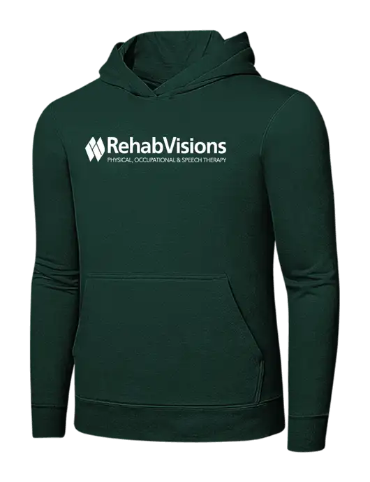 Dark Green 7.8 oz Ring Spun Hooded Sweatshirt w/RehabVisions Logo