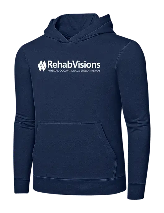 Navy 7.8 oz Ring Spun Hooded Sweatshirt w/RehabVisions Logo