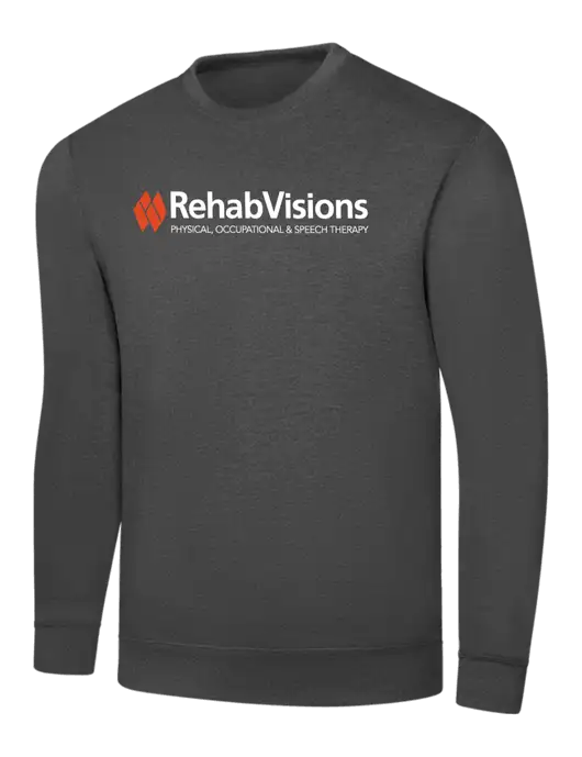 Charcoal 7.8 oz Ring Spun Crew Sweatshirt w/RehabVisions Logo