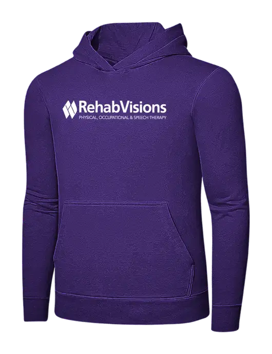 Purple 7.8 oz Ring Spun Hooded Sweatshirt w/RehabVisions Logo