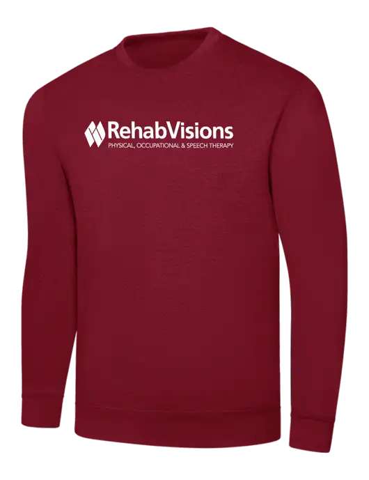 Dark Cardinal 8.5 oz Ring Spun Crew Sweatshirt w/RehabVisions Logo