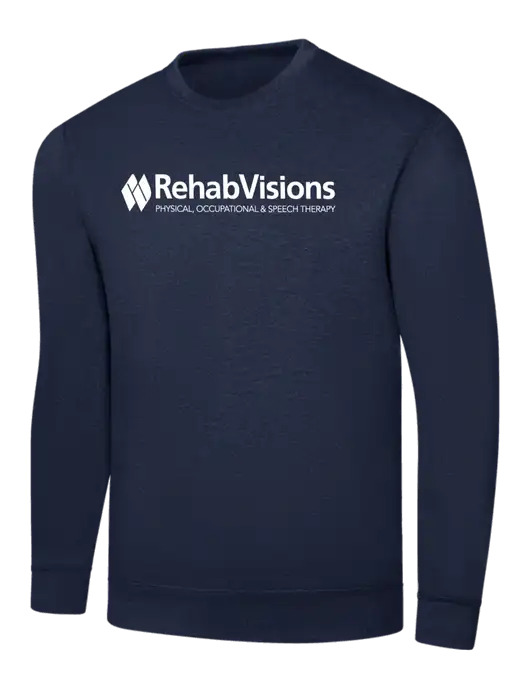 Navy 7.8 oz Ring Spun Crew Sweatshirt w/RehabVisions Logo