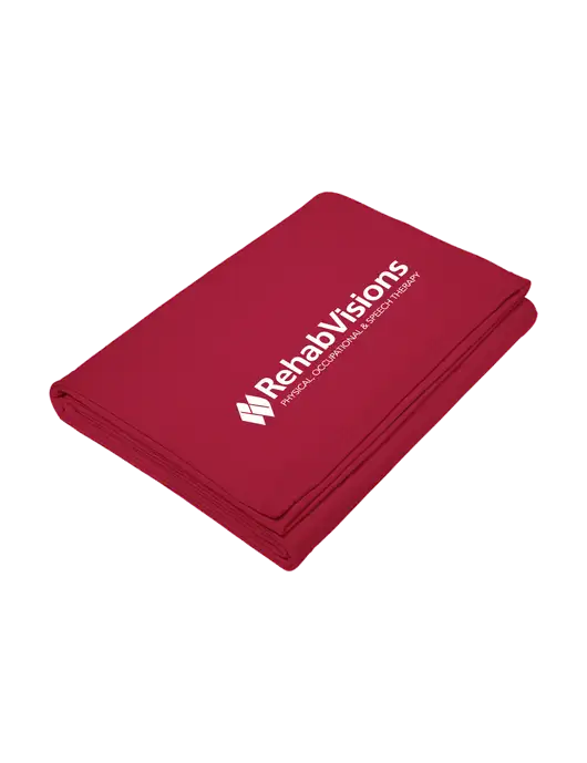 Core Red Fleece Sweatshirt Blanket w/RehabVisions Logo