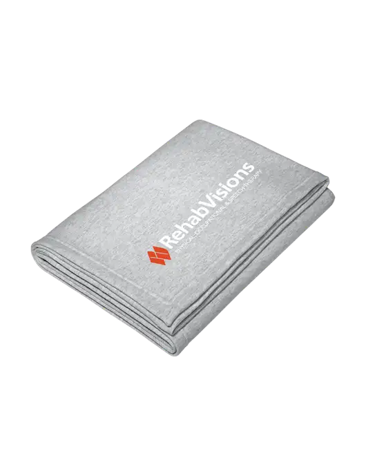 Core Light Grey Heather Fleece Sweatshirt Blanket w/RehabVisions Logo