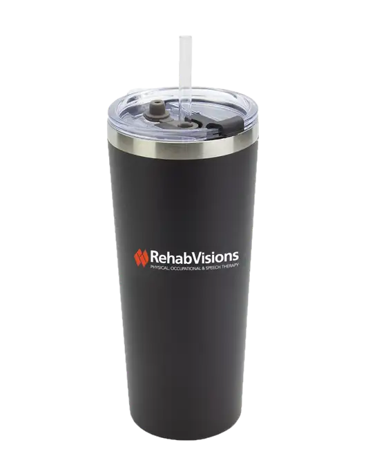 Brighton Black 20 oz Insulated Tumbler & Straw w/RehabVisions Logo