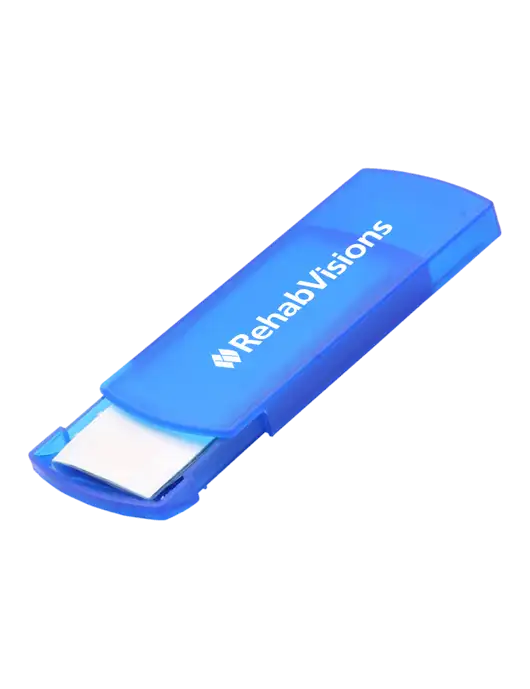 Slide Right Blue Bandage Dispenser w/RehabVisions Logo