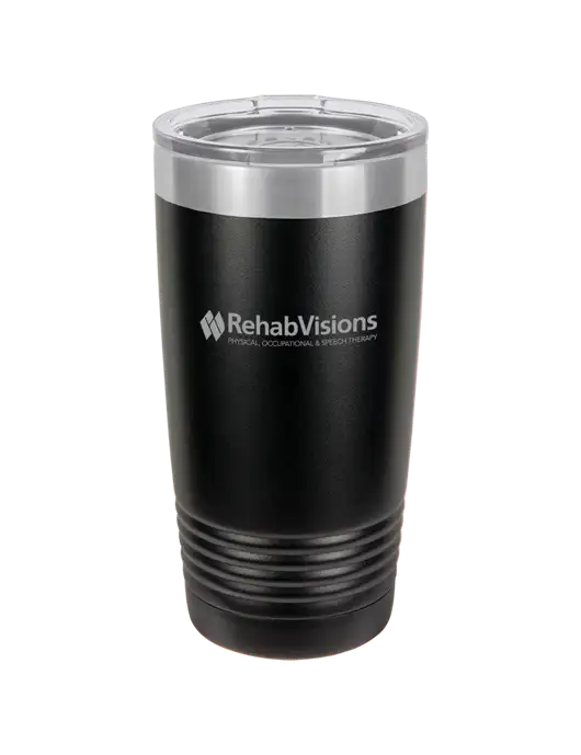 Polar Camel 20 oz Powder Coated Black Vacuum Insulated Tumbler w/RehabVisions Logo