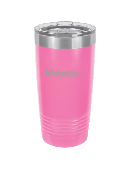 Polar Camel 20 oz Powder Coated Pink Vacuum Insulated Tumbler w/RehabVisions Logo
