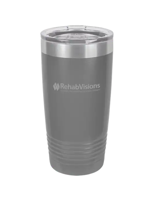 Polar Camel 20 oz Powder Coated Grey Vacuum Insulated Tumbler  w/RehabVisions Logo