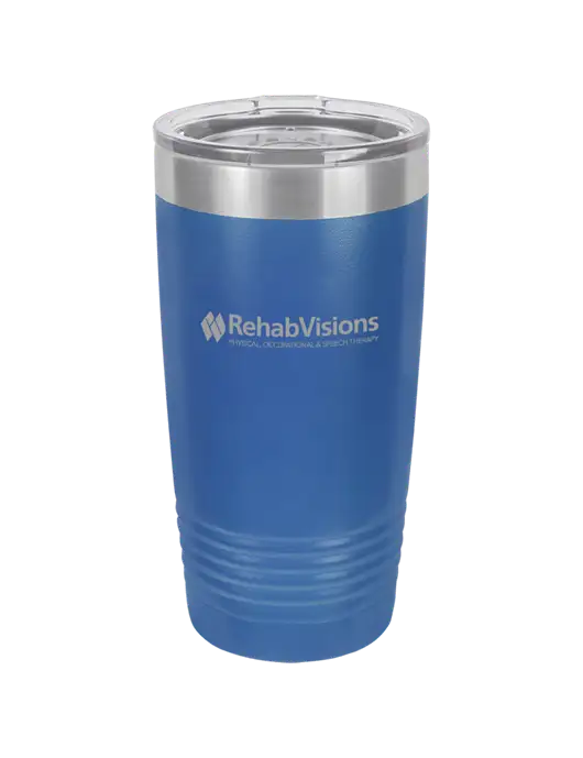 Polar Camel 20 oz Powder Coated Royal Vacuum Insulated Tumbler w/RehabVisions Logo